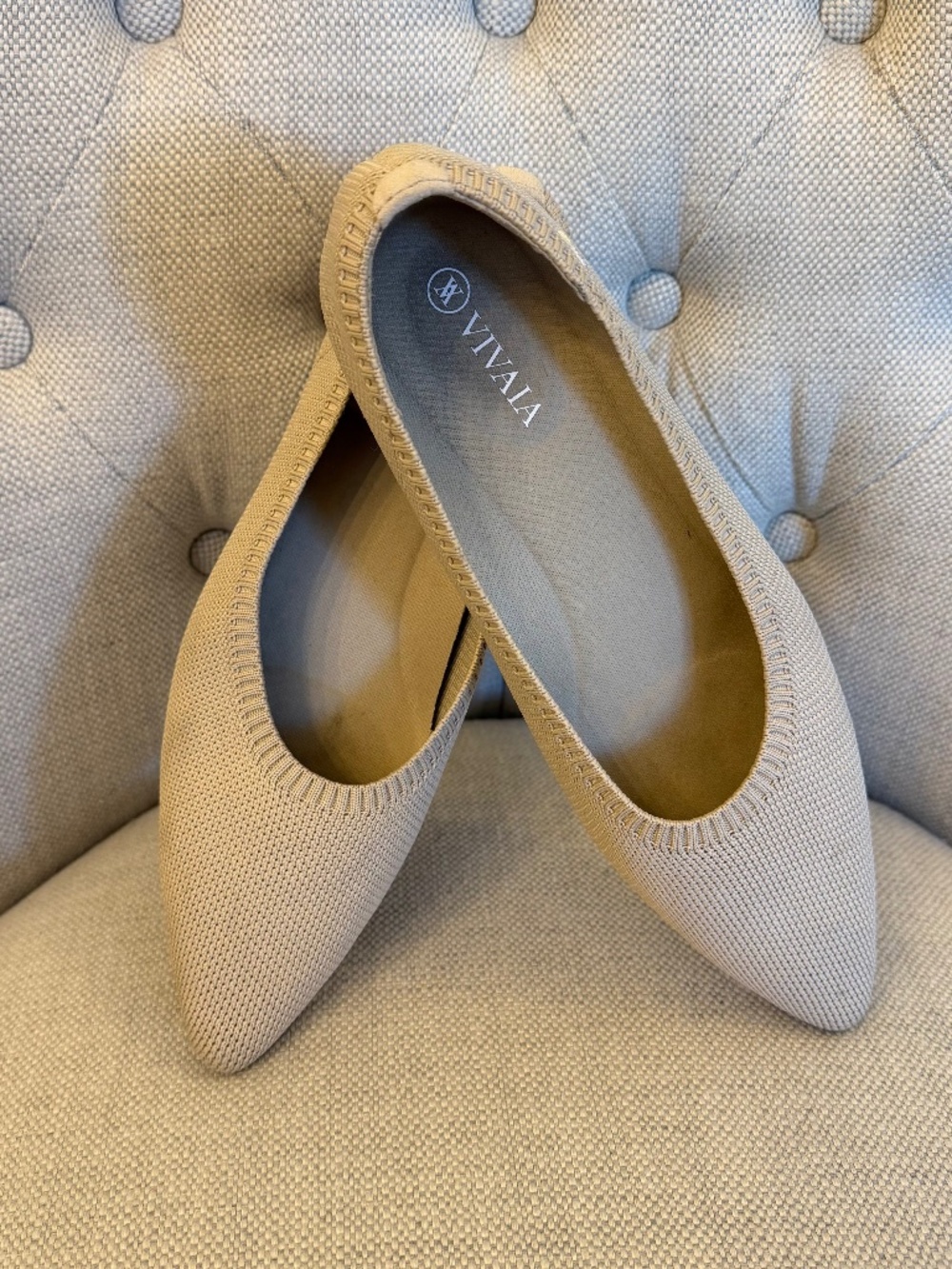VIVAIA Aria Pointed Toe Ballet Flats in Cream Light Tan Size EU38